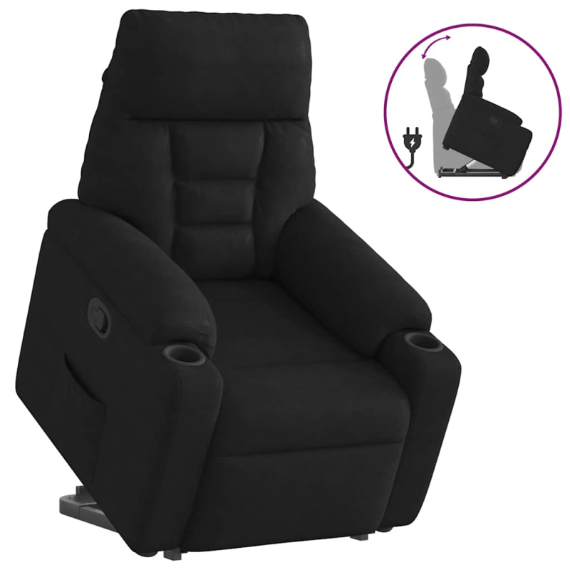 Relaxsessel mit Aufstehhilfe Schwarz Mikrofasergewebe