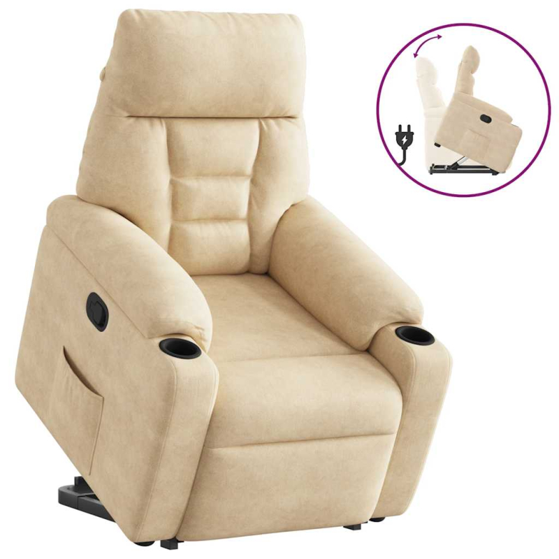Relaxsessel mit Aufstehhilfe Creme Mikrofasergewebe