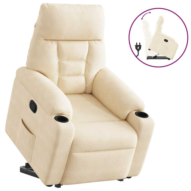 Relaxsessel mit Aufstehhilfe Beige Mikrofasergewebe