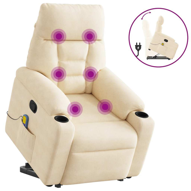 Massagesessel mit Aufstehhilfe Beige Mikrofasergewebe