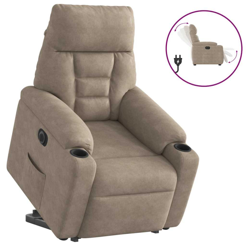 Relaxsessel mit Aufstehhilfe Elektrisch Taupe Mikrofasergewebe