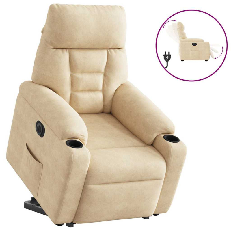 Relaxsessel mit Aufstehhilfe Elektrisch Creme Mikrofasergewebe