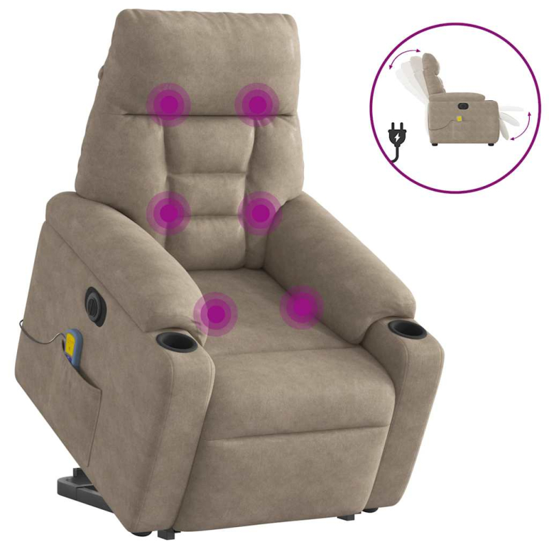 Massagesessel Aufstehhilfe Elektrisch Taupe Mikrofasergewebe