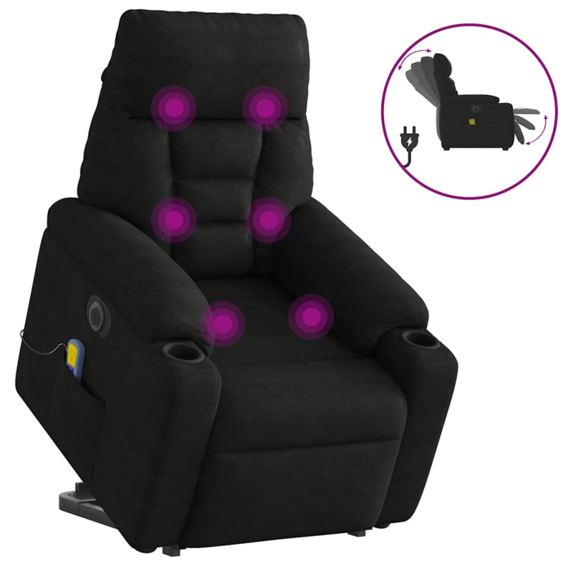 Massagesessel Aufstehhilfe Elektrisch Schwarz Mikrofasergewebe