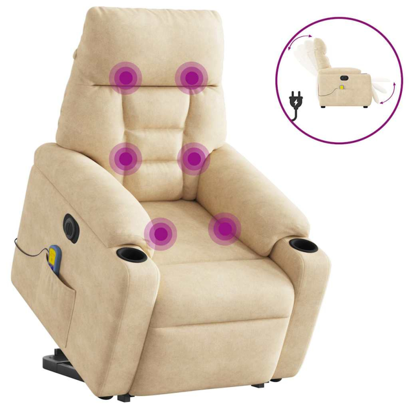 Massagesessel Aufstehhilfe Elektrisch Creme Mikrofasergewebe