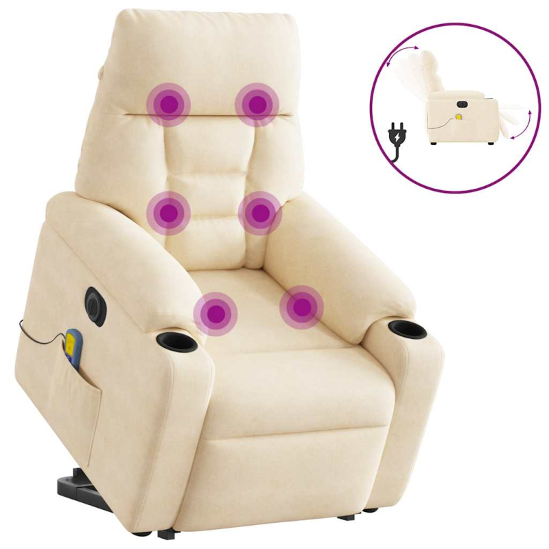 Massagesessel Aufstehhilfe Elektrisch Beige Mikrofasergewebe