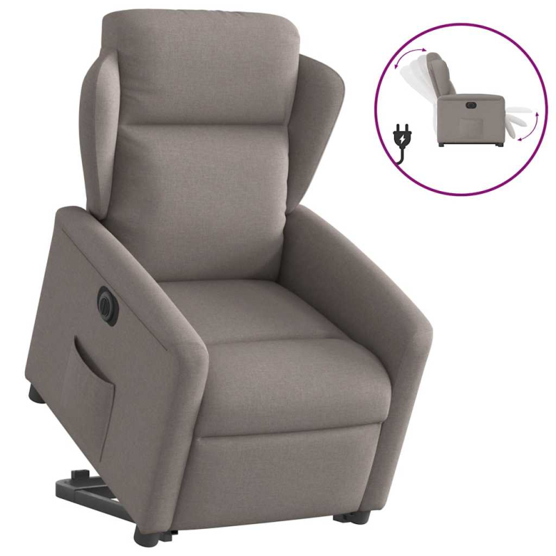 Relaxsessel mit Aufstehhilfe Elektrisch Taupe Stoff