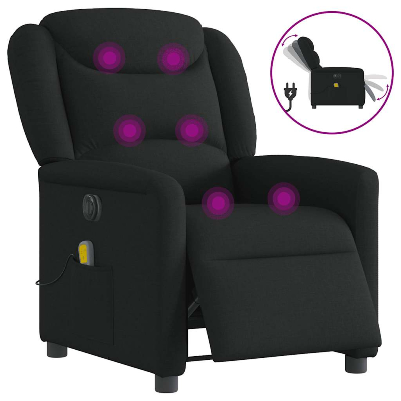 Massagesessel Elektrisch Schwarz Stoff