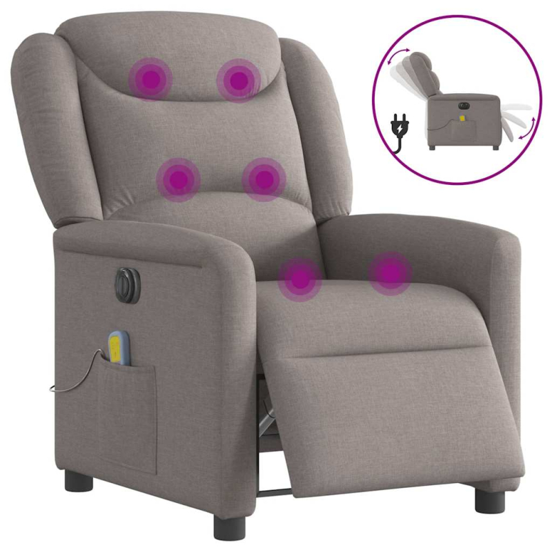 Massagesessel Elektrisch Taupe Stoff