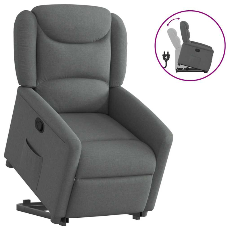 Relaxsessel mit Aufstehhilfe Dunkelgrau Stoff