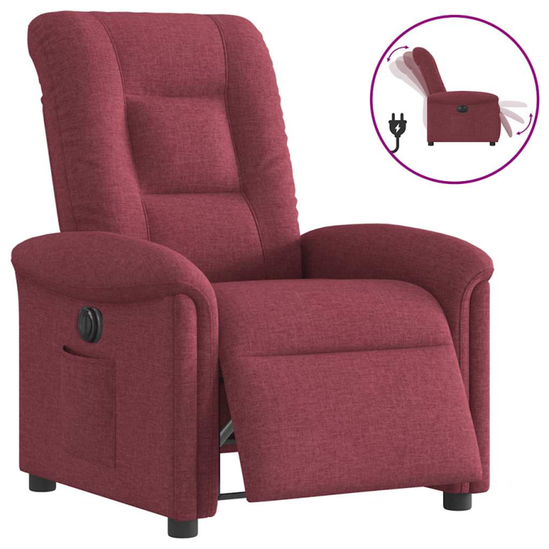 Relaxsessel Elektrisch Weinrot Stoff