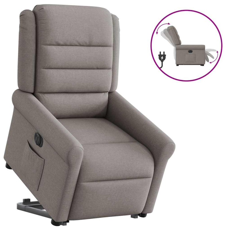 Relaxsessel mit Aufstehhilfe Elektrisch Taupe Stoff
