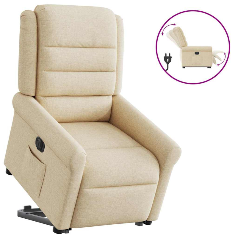 Relaxsessel mit Aufstehhilfe Elektrisch Creme Stoff