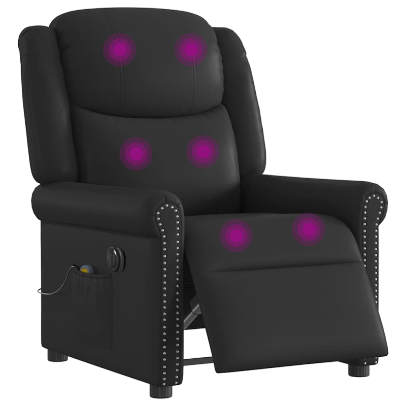 Relaxsessel Massage Elektrisch Glänzend Schwarz Kunstleder
