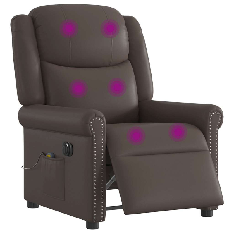 Relaxsessel Massage Elektrisch Glänzend Braun Kunstleder