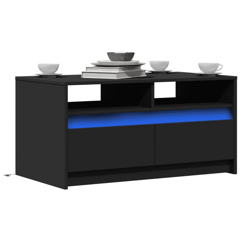LED-Couchtisch Schwarz Holzwerkstoff