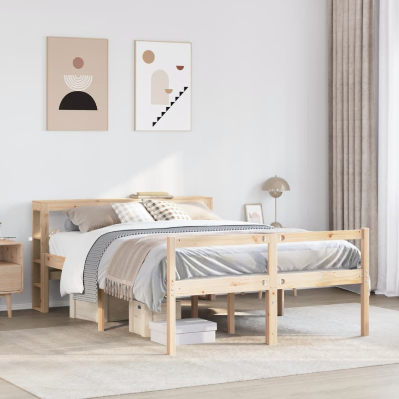 Seniorenbett mit Kopfteil 120x190 cm Massivholz Kiefer