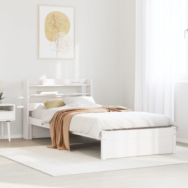 Bettgestell mit Kopfteil ohne Matratze Weiß 90x190 cm