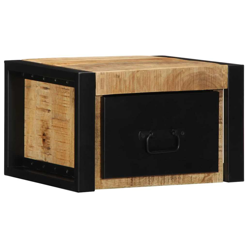 Nachttische 2 Stk. 40x35x25 cm Raues Mango-Massivholz