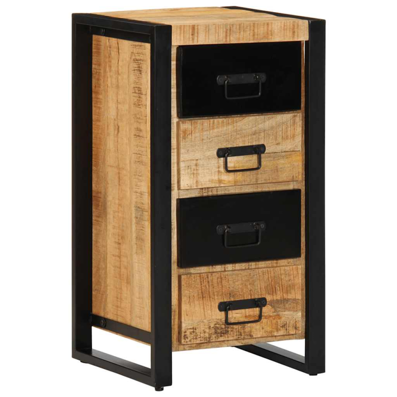 Schubladenschrank 40x40x75 cm Raues Massivholz Mango