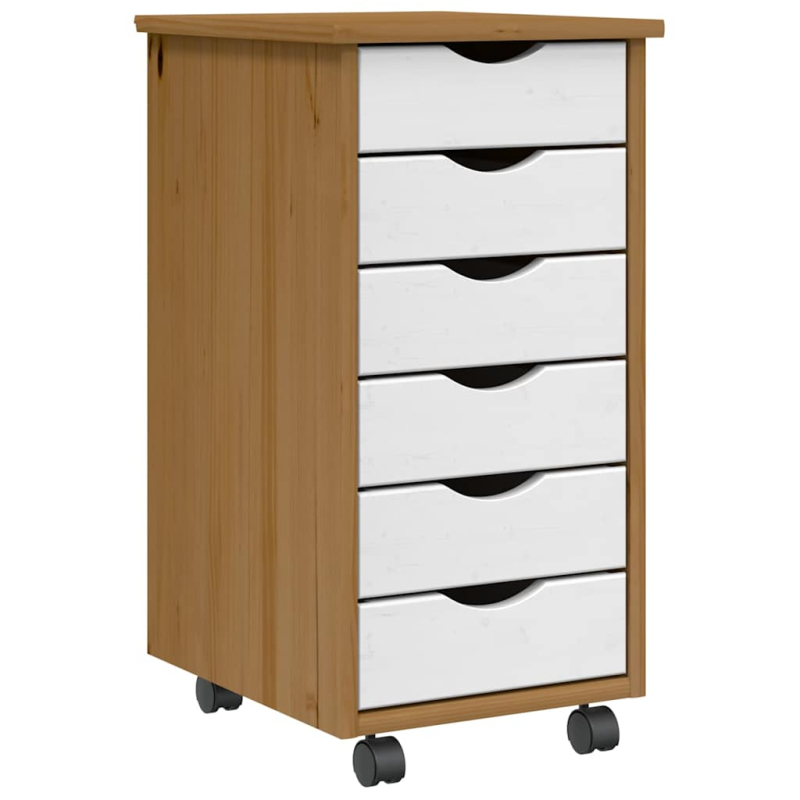 Rollschrank mit Schubladen MOSS Honigbraun Massivholz Kiefer