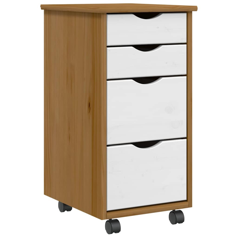 Rollschrank mit Schubladen MOSS Honigbraun Massivholz Kiefer