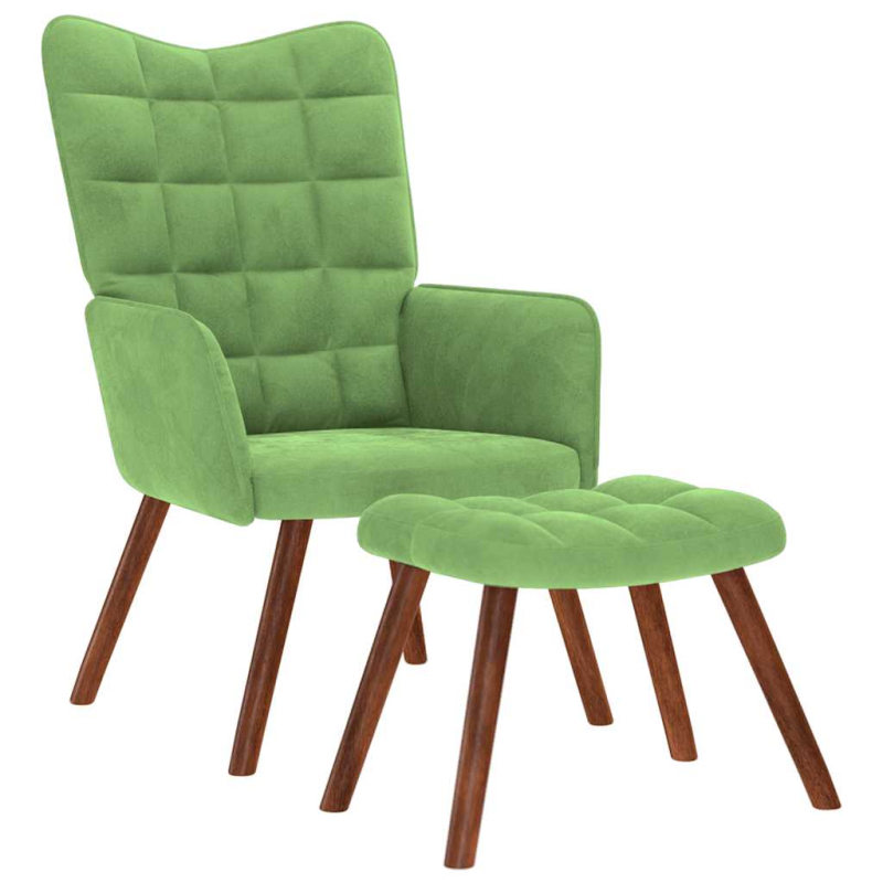 Relaxsessel mit Hocker Hellgrün Samt