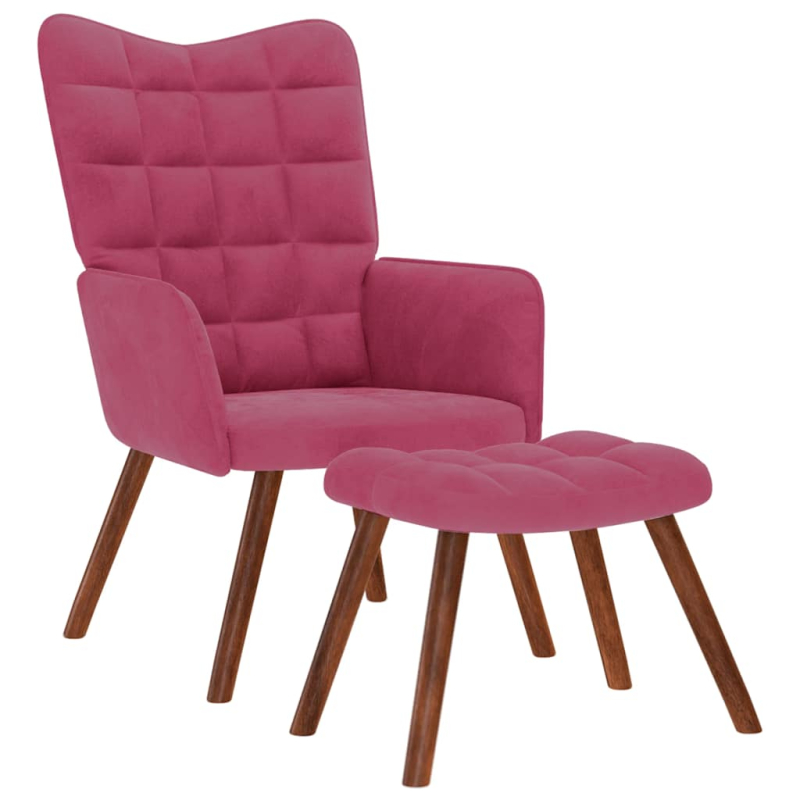 Relaxsessel mit Hocker Weinrot Samt