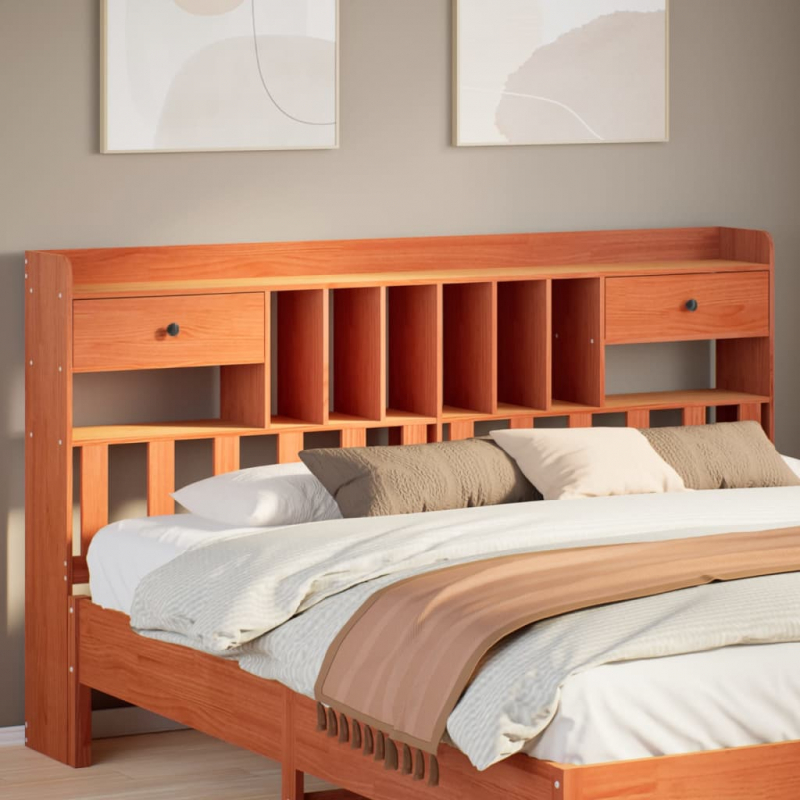 Kopfteil mit Stauraum Wachsbraun 200 cm Massivholz Kiefer