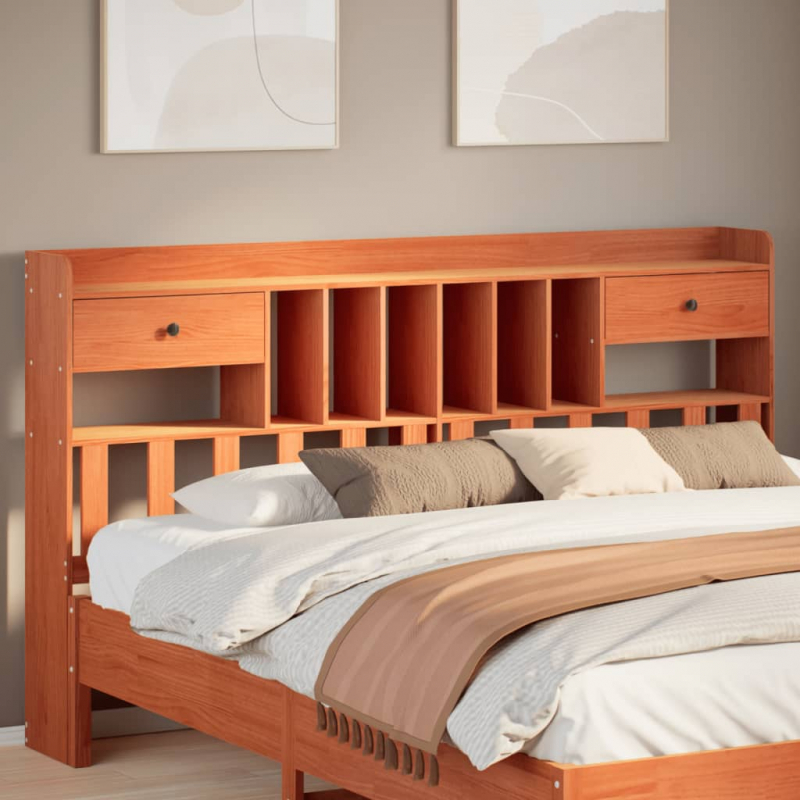 Kopfteil mit Stauraum Wachsbraun 180 cm Massivholz Kiefer