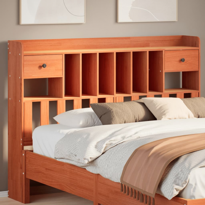 Kopfteil mit Stauraum Wachsbraun 150 cm Massivholz Kiefer