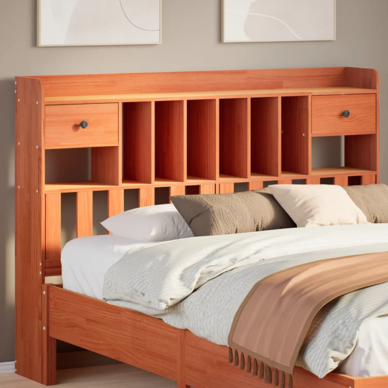 Kopfteil mit Stauraum Wachsbraun 140 cm Massivholz Kiefer