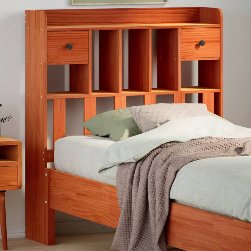 Kopfteil mit Stauraum Wachsbraun 100 cm Massivholz Kiefer