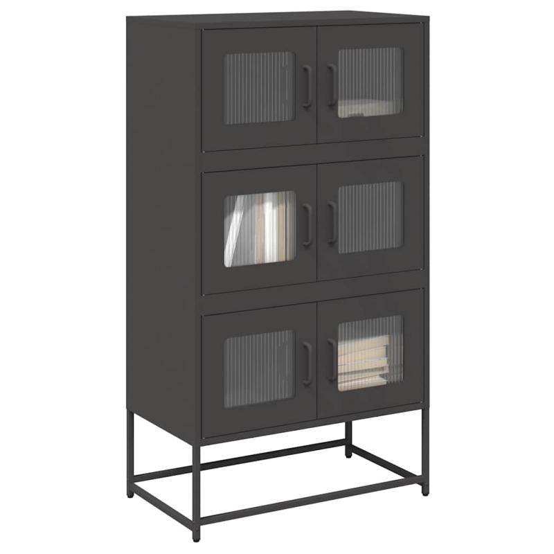 Highboard Schwarz 68x39x123 cm Stahl