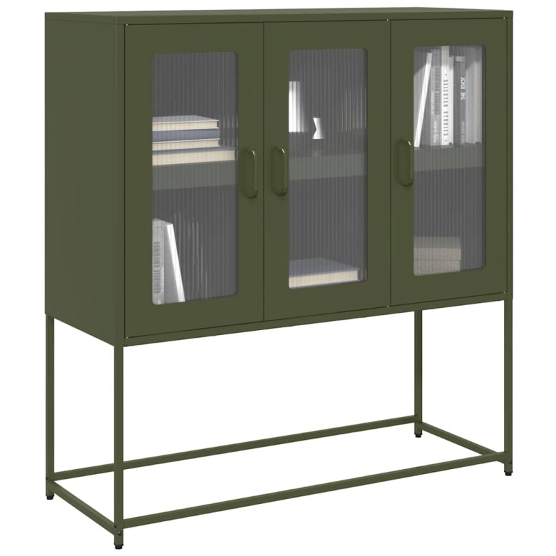 Sideboard Olivgrün 100,5x39x107 cm Kaltgewalzter Stahl