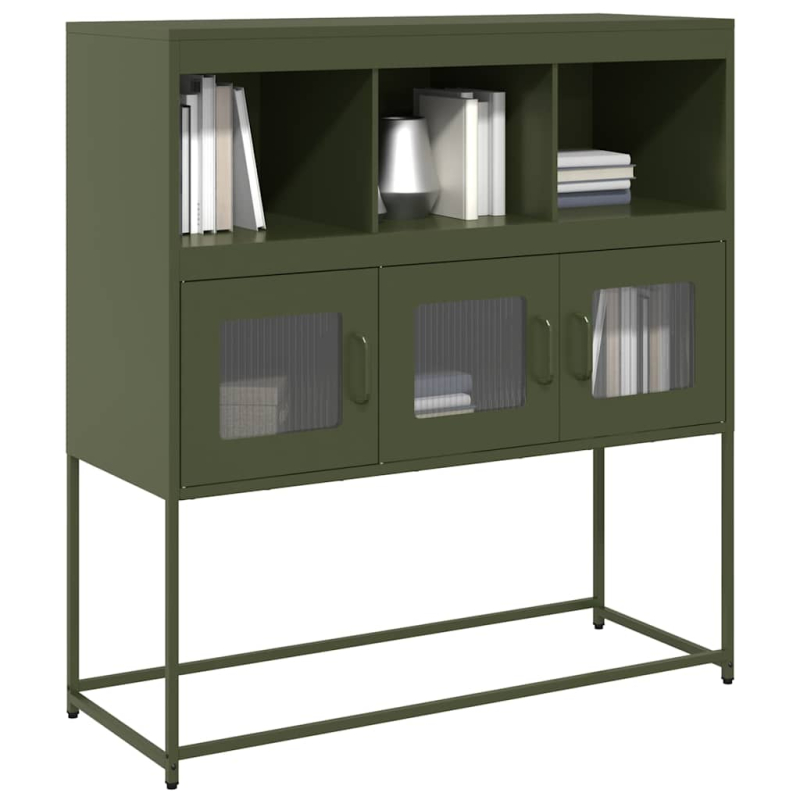 Sideboard Olivgrün 100,5x39x107 cm Kaltgewalzter Stahl