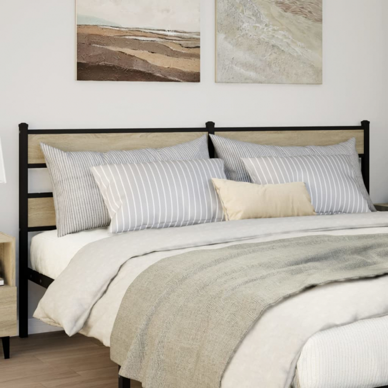 Kopfteil Sonoma-Eiche 193 cm Eisen und Holzwerkstoff