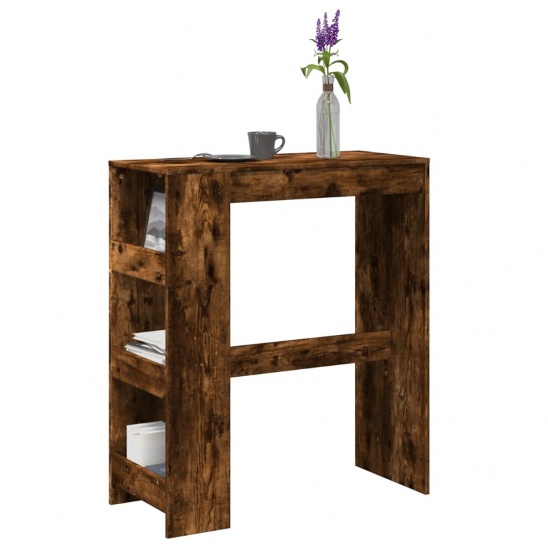 Bartisch mit Regal Räuchereiche 90x40x103,5 cm Holzwerkstoff