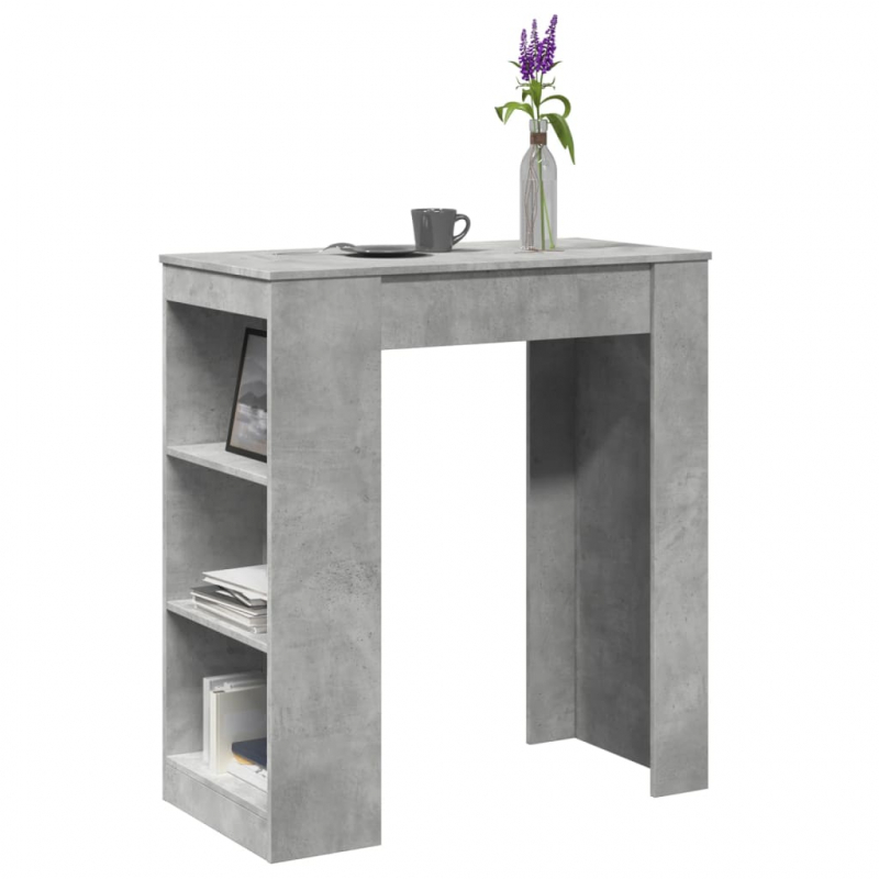 Bartisch mit Regal Betongrau 95x47x103,5 cm Holzwerkstoff