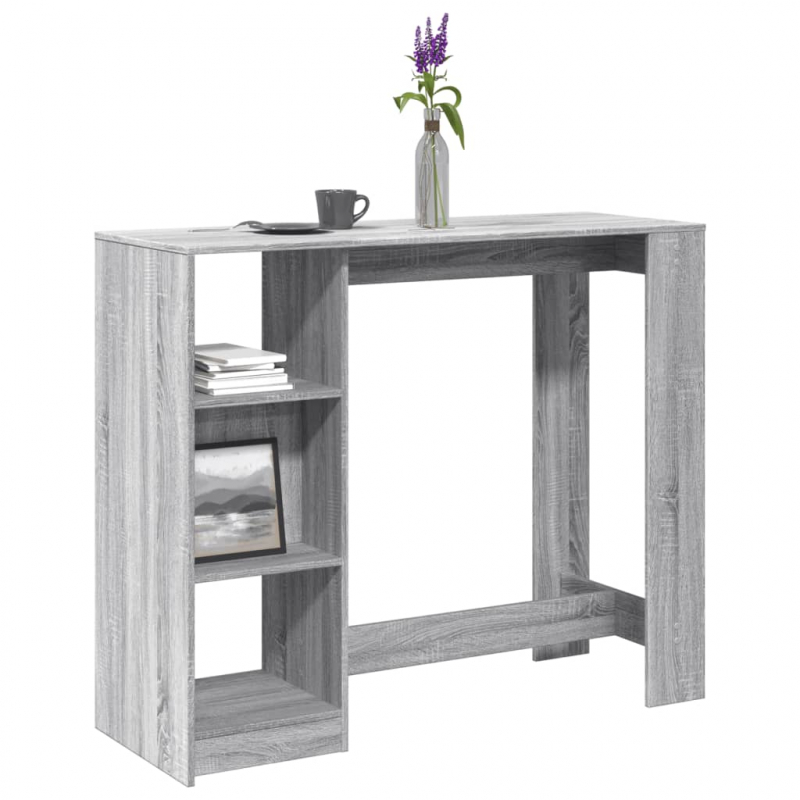 Bartisch mit Regal Grau Sonoma 124x46x103,5 cm Holzwerkstoff