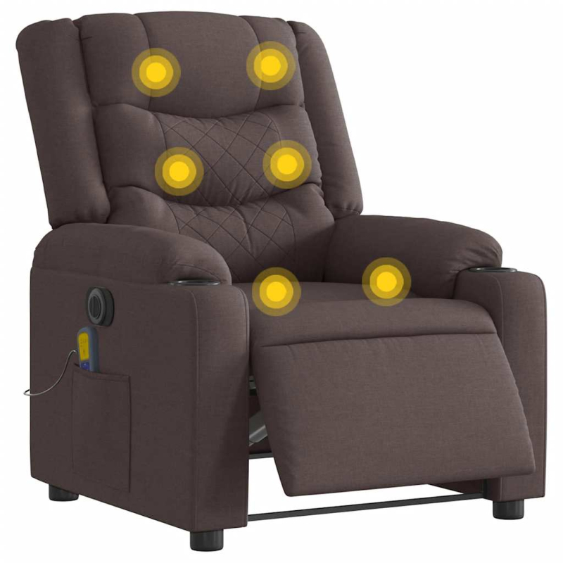 Massagesessel Elektrisch Dunkelbraun Stoff