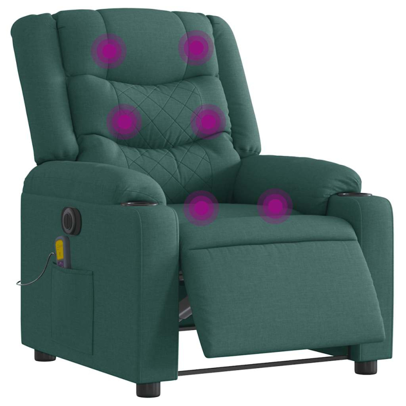 Massagesessel Elektrisch Dunkelgrün Stoff