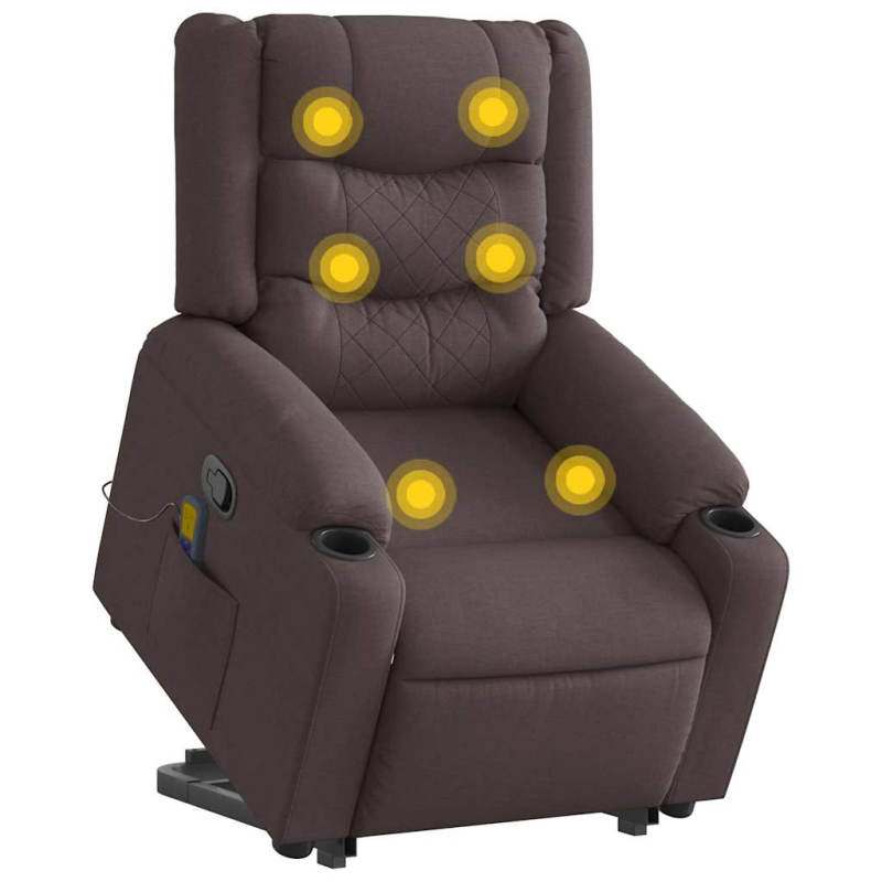 Massagesessel mit Aufstehhilfe Dunkelbraun Stoff