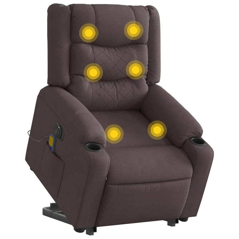 Elektrischer Massagesessel mit Aufstehhilfe Dunkelbraun Stoff