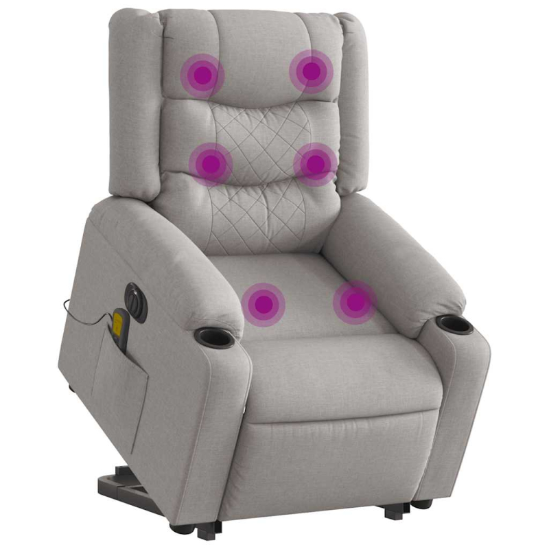 Massagesessel mit Aufstehhilfe Elektrisch Wolkengrau Stoff