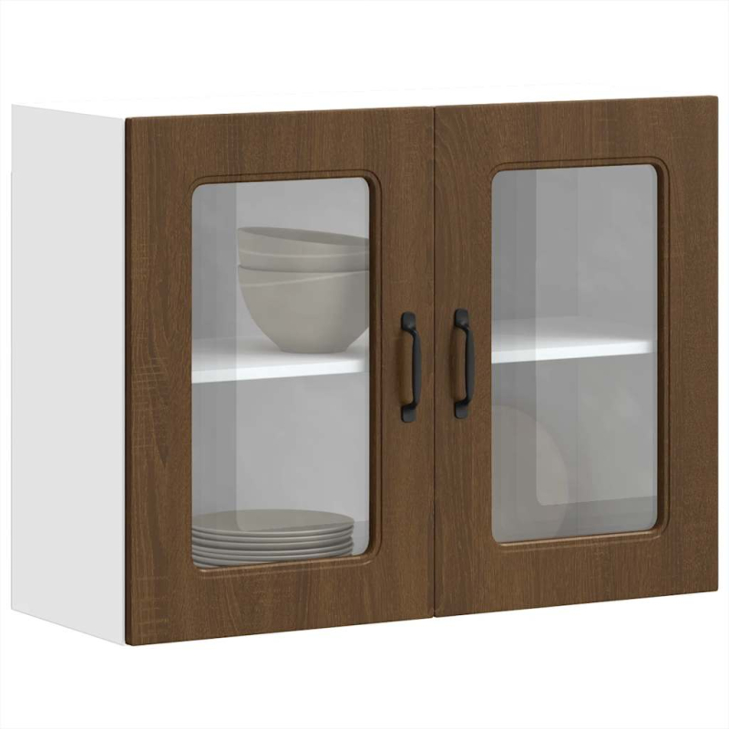 Küchen-Hängeschrank mit Glastür Kalmar Braun Eichen-Optik