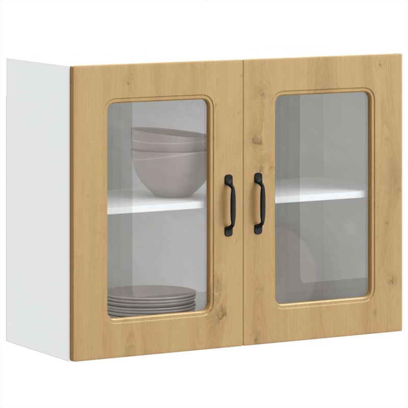 Küchen-Hängeschrank mit Glastür Kalmar Artisan-Eiche Holzwerkstoff