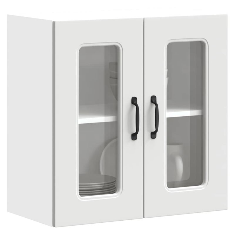 Küchen-Hängeschrank mit Glastür Kalmar Weiß Holzwerkstoff