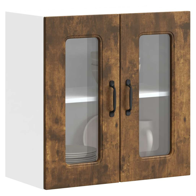 Küchen-Hängeschrank mit Glastür Kalmar Räuchereiche Holzwerkstoff