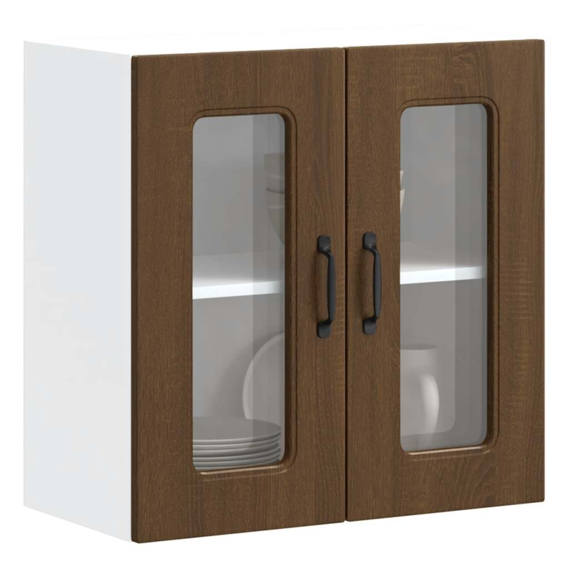 Küchen-Hängeschrank mit Glastür Kalmar Braun Eichen-Optik